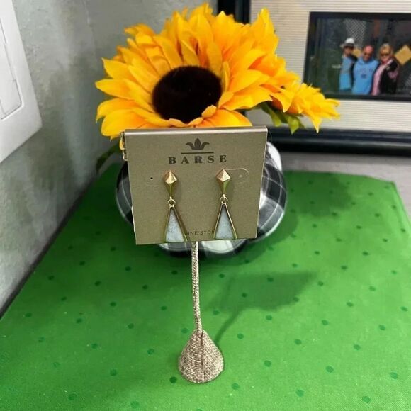 NWT Barse Genuine Earrings Amazonite & Gold Earrings #BJ - Picture 2 of 4